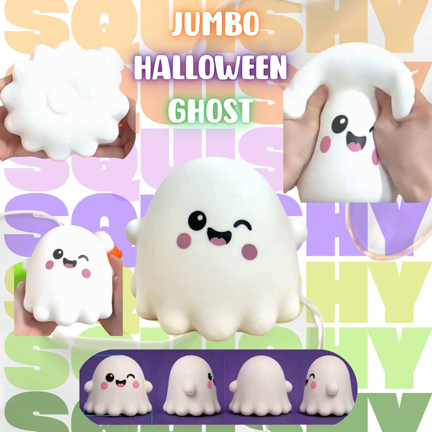 Squishy Toy - Halloween Jumbo Wink Ghost -