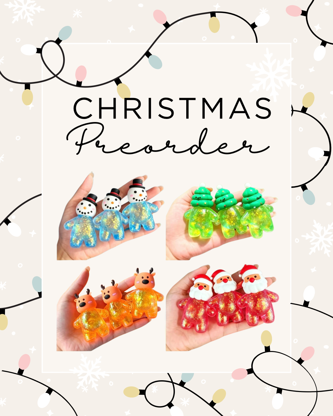 Squishy Toy - Christmas Glitter Characters -
