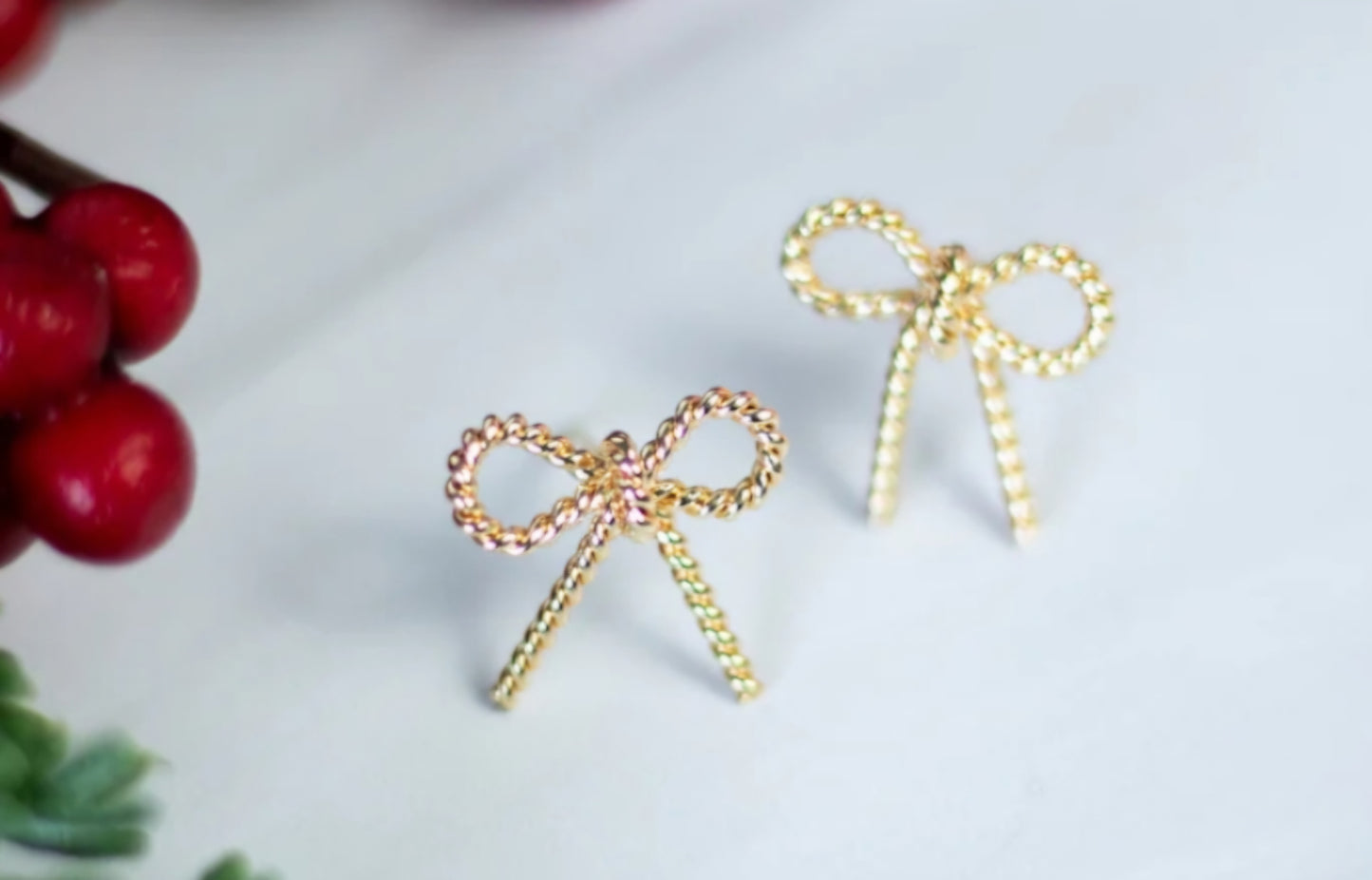 Gold Bow Earring
