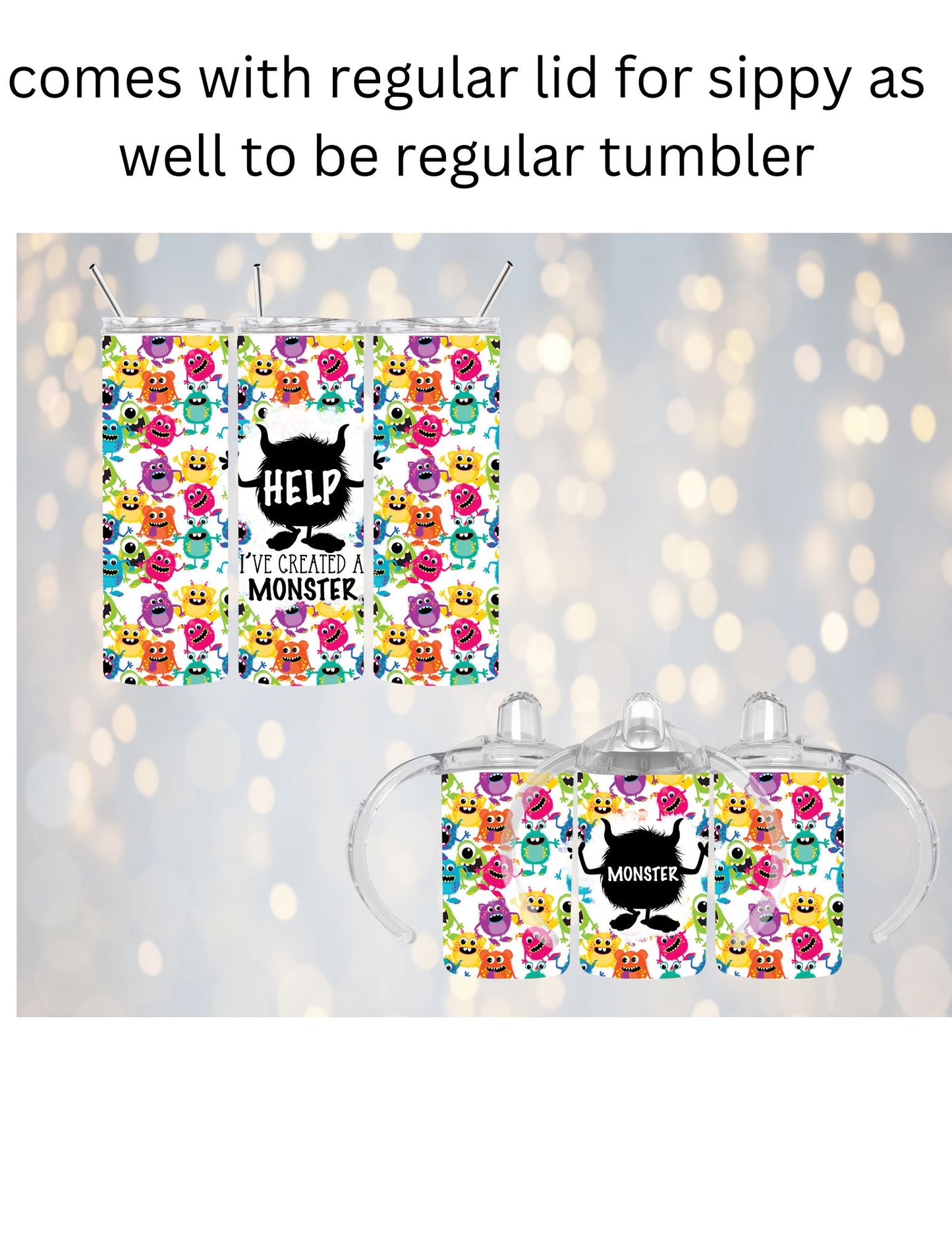Monster mommy and me set tumblers