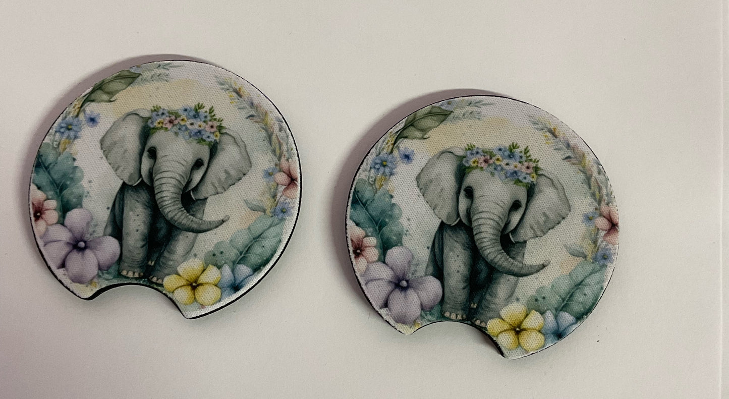 Elephant with flowers car coaster