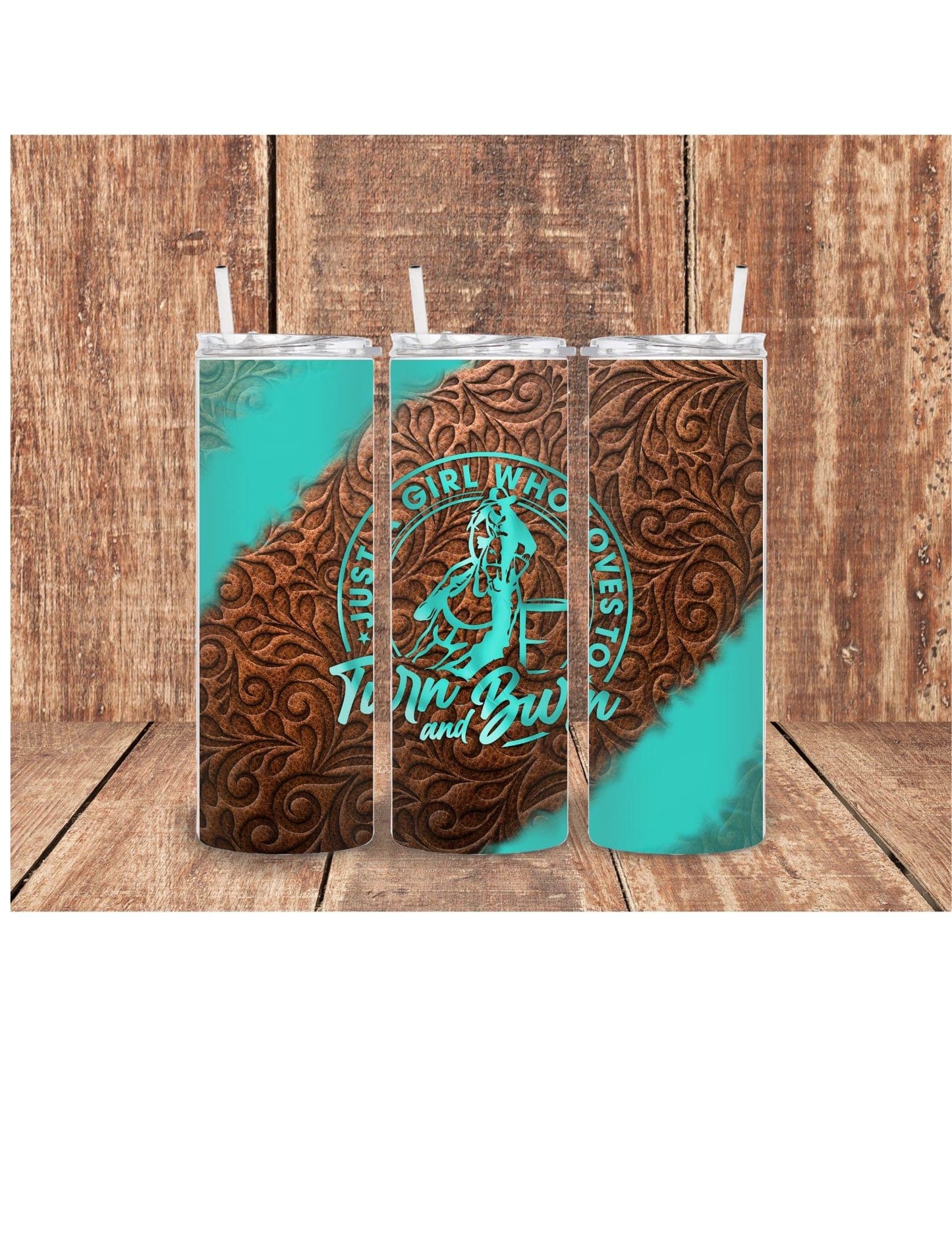Barrel racer leather looking tumbler