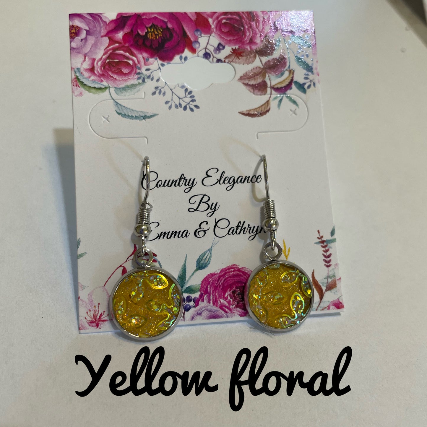 Flower fish hook earrings