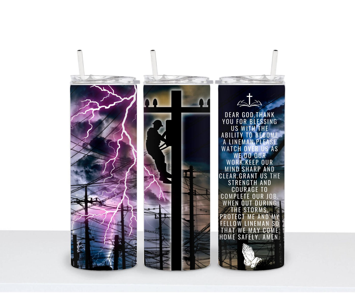 Lineman prayer tumbler