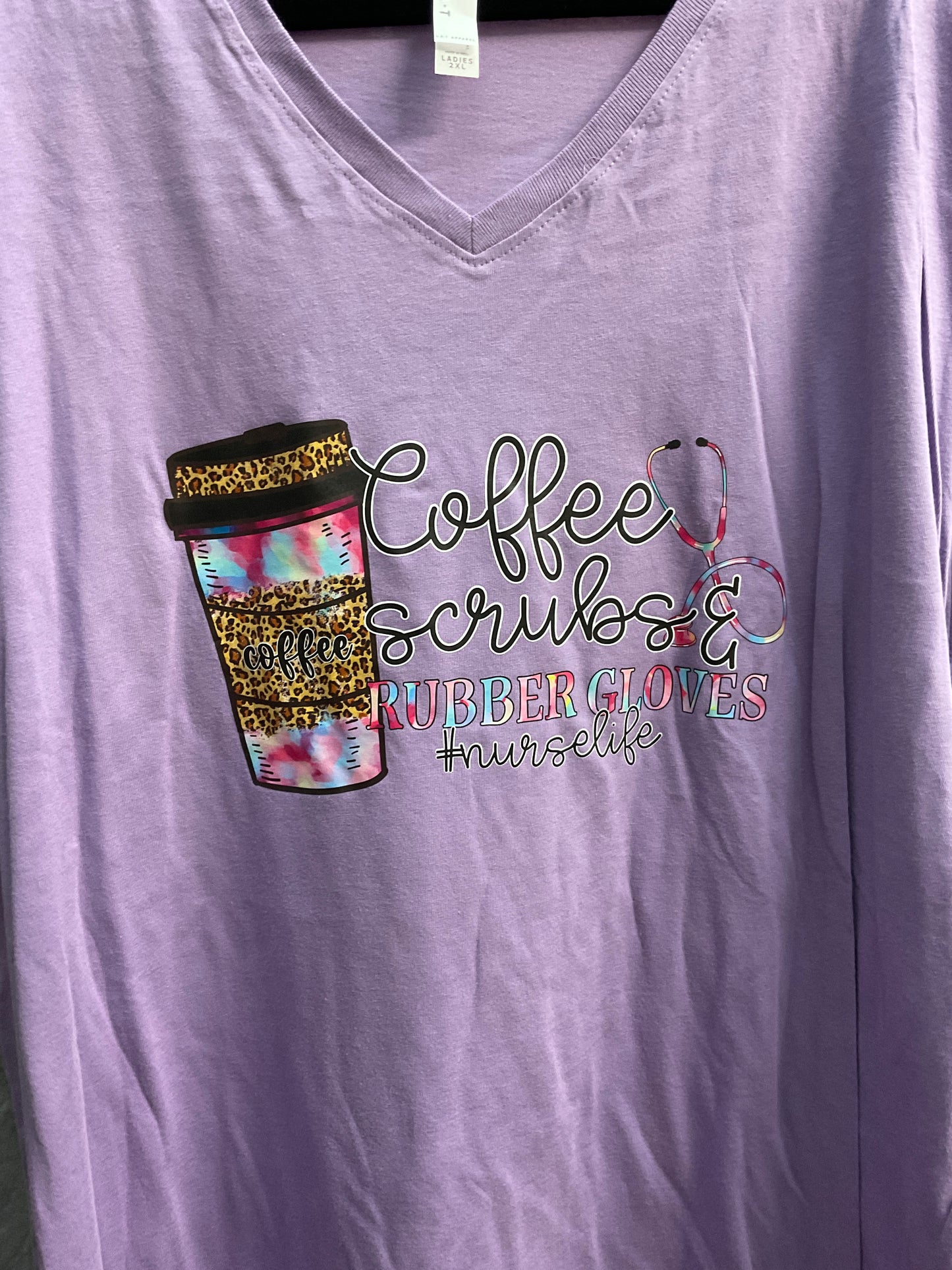 Coffee scrubs rubber gloves T-shirt