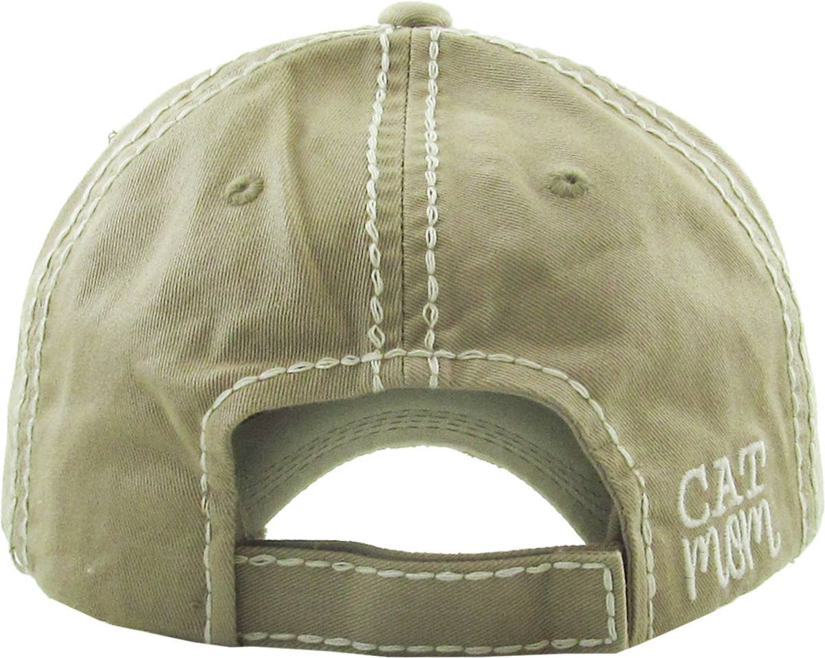 CAT MOM Washed Vintage Ball Cap