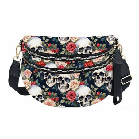 The Roni Nylon Crossbody - Skull Floral -