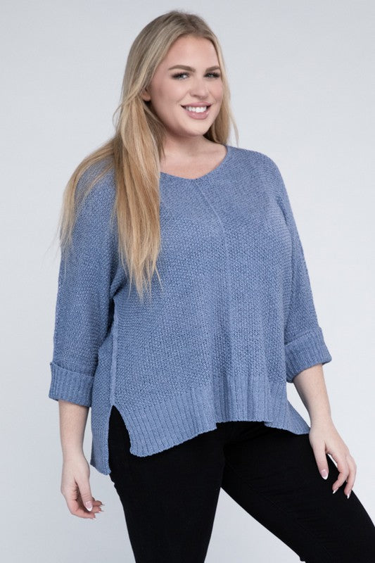 Plus Size Crew Neck Knit Sweater