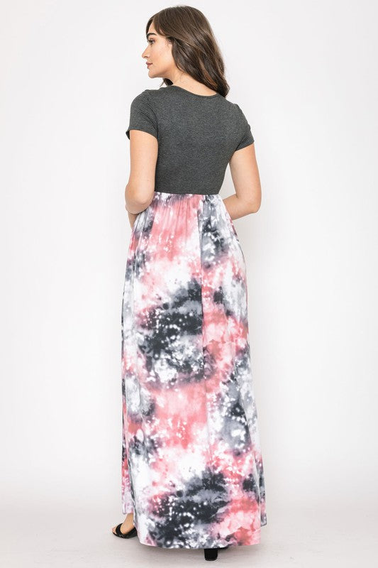 Two Tone Tie Dye Maxi Dress