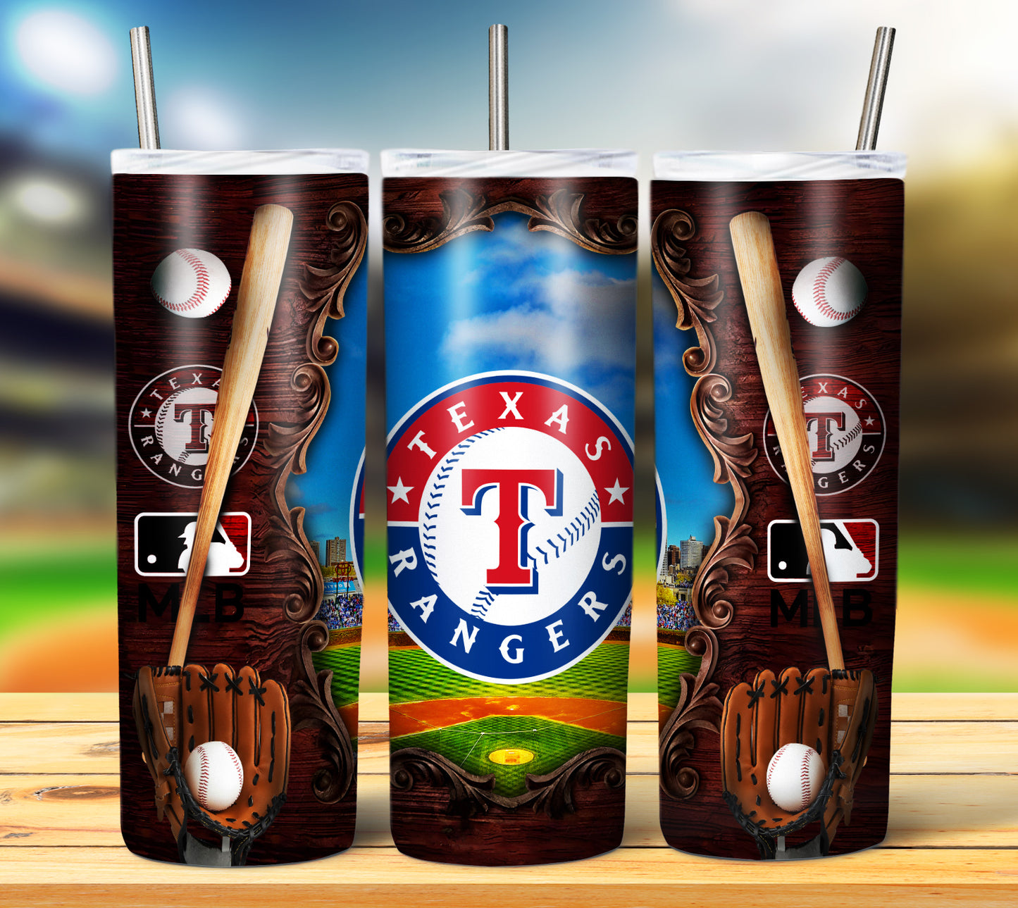 Texas Rangers Baseball Tumbler