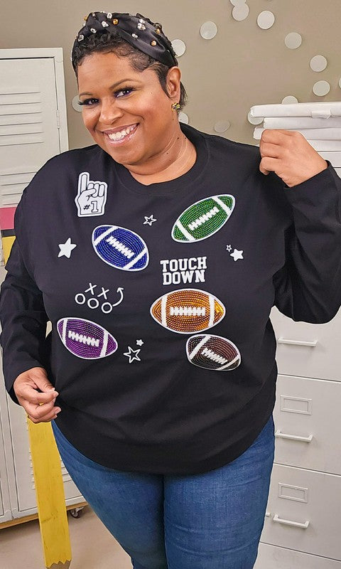 Football Sparkle Boyfriend Long Sleeve by