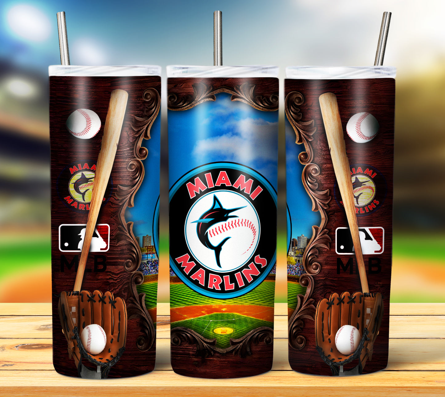 Miami Marlins Baseball Tumbler