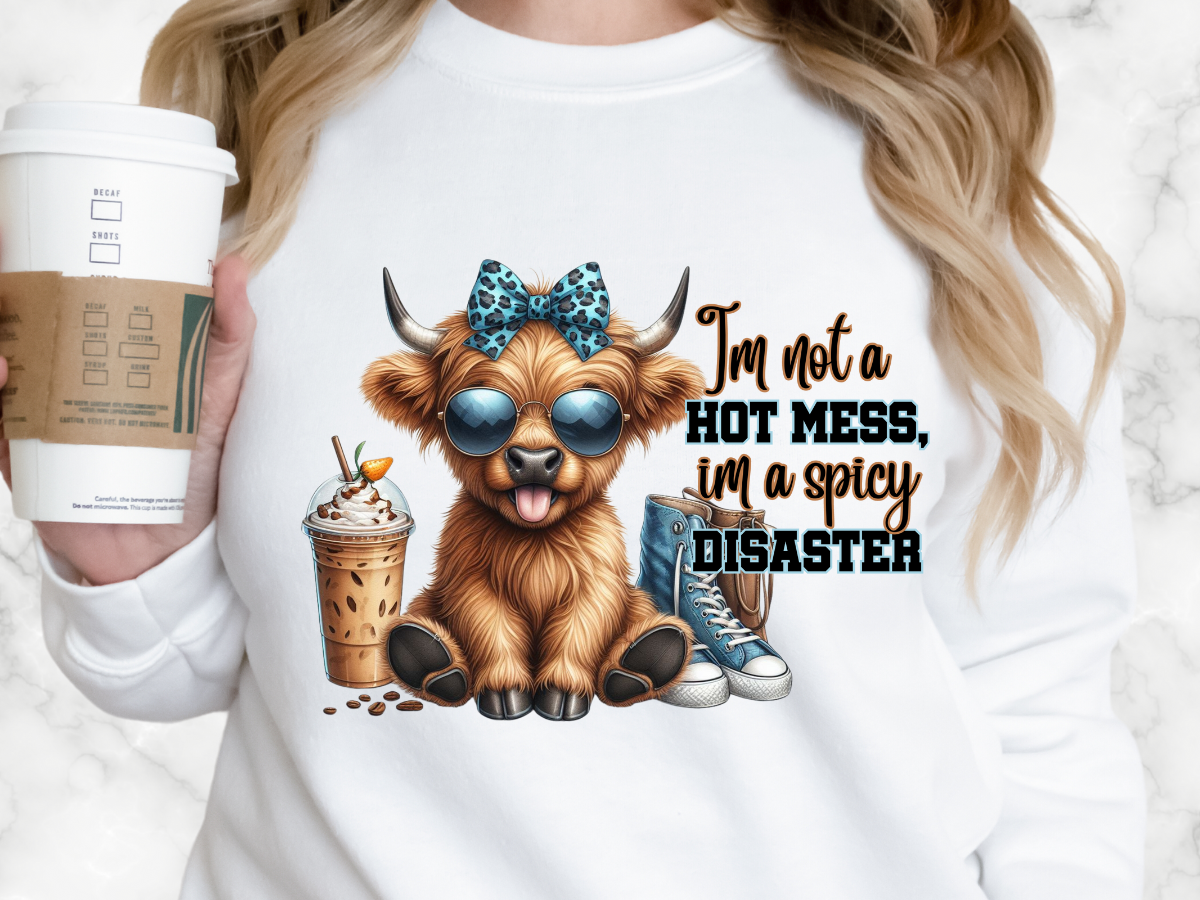 Highland Cow Hot Mess Spicy Disaster t-shirt