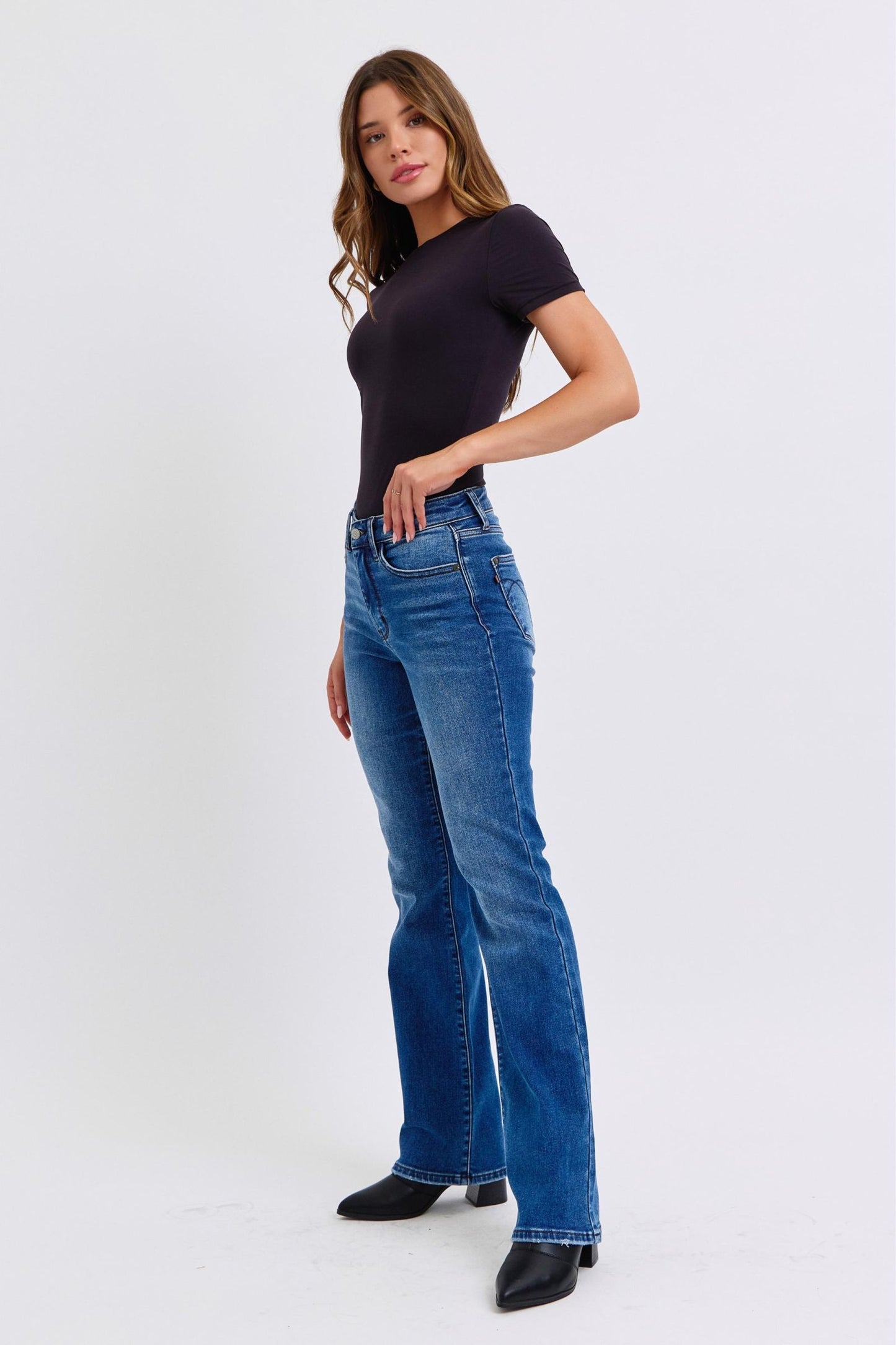 Judy Blue Full Size Run Mid-Rise Bootcut Jeans with Thermal Lining