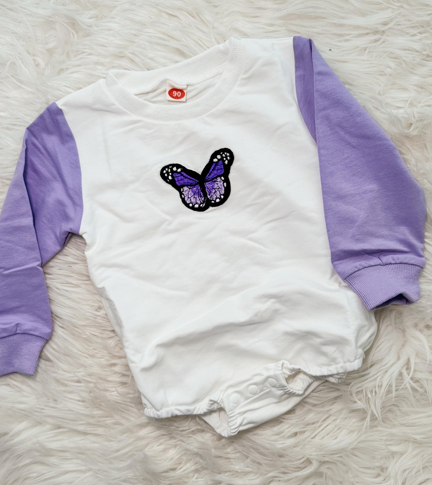 Purple Embroidered Butterfly Romper RTS