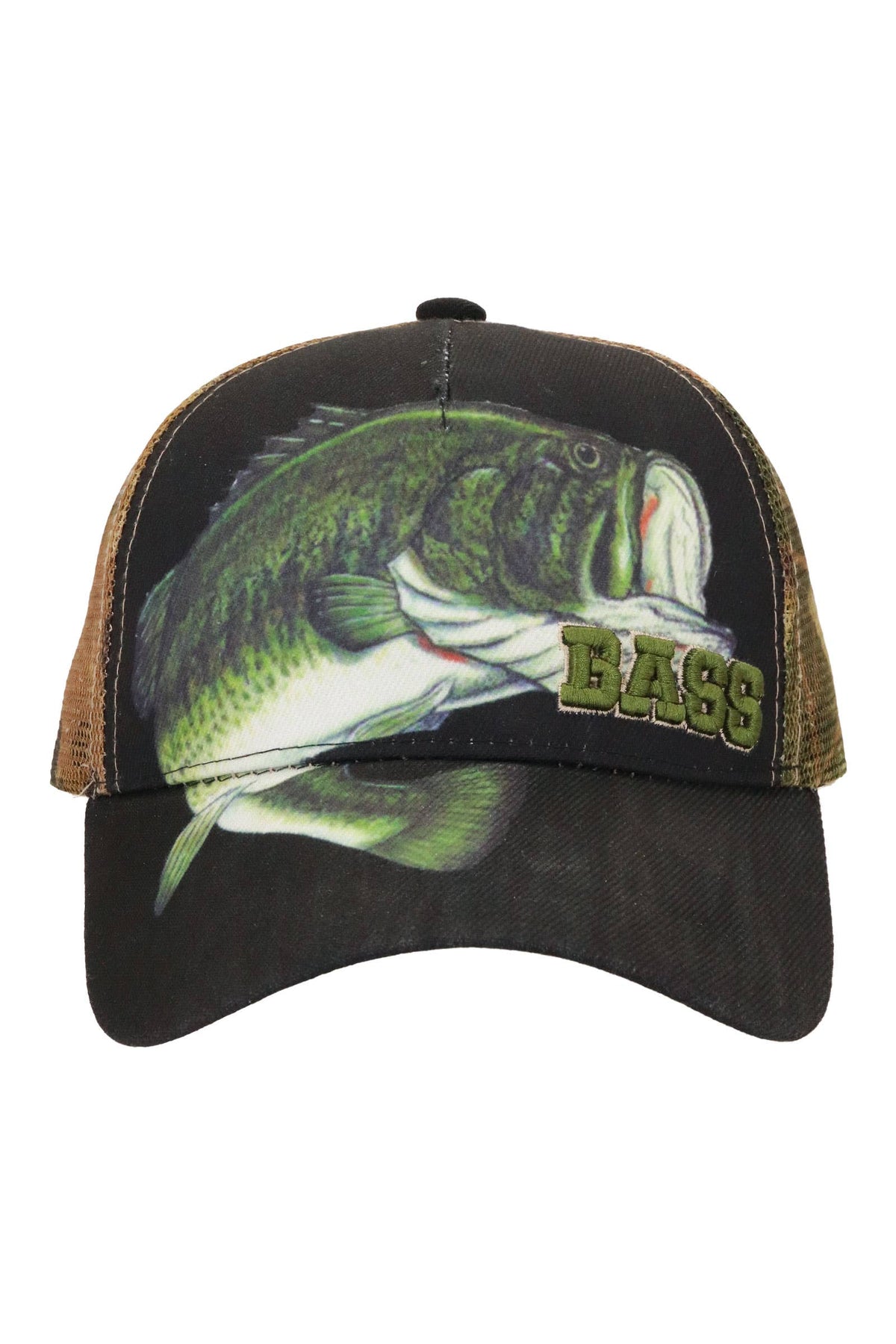 Jumping Bass Hunt Camo Mesh Trucker Hat