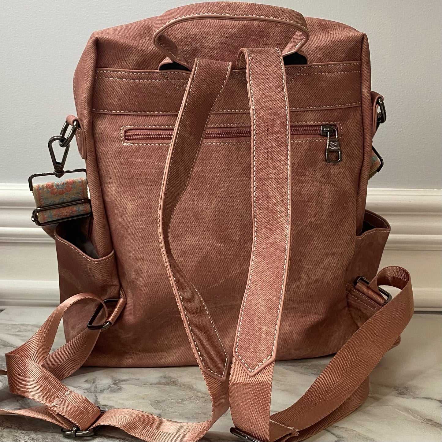 Denim Suede Brooke Backpack + Pouch