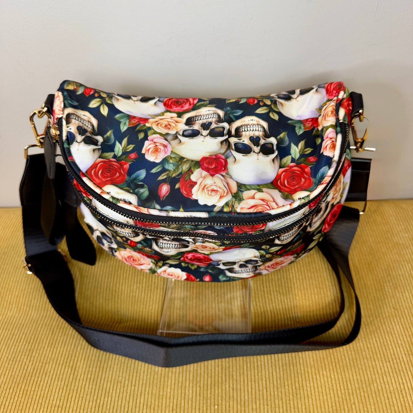 The Roni Nylon Crossbody - Skull Floral -