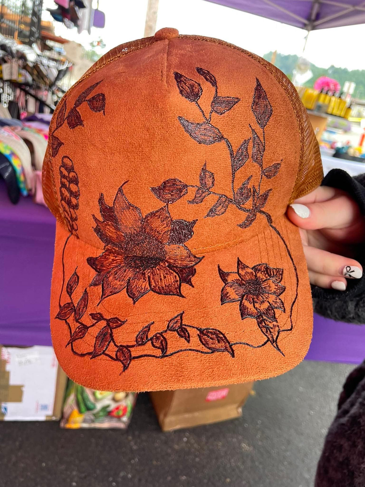 Custom wood burn hat