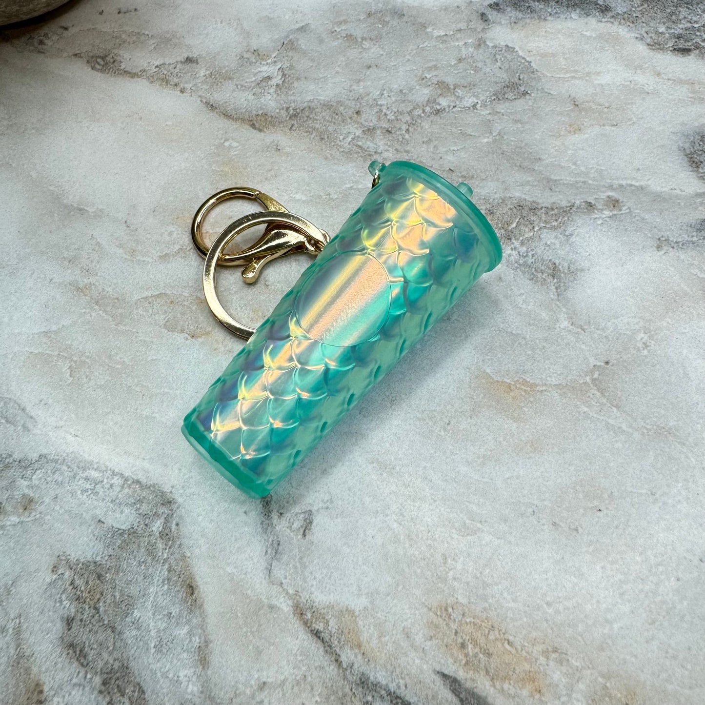 Keychain - Studded Tumbler - Aqua Mermaid