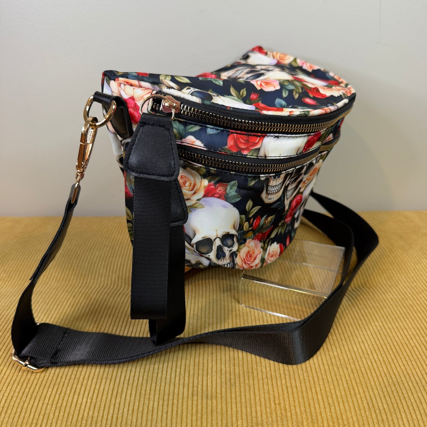 The Roni Nylon Crossbody - Skull Floral -
