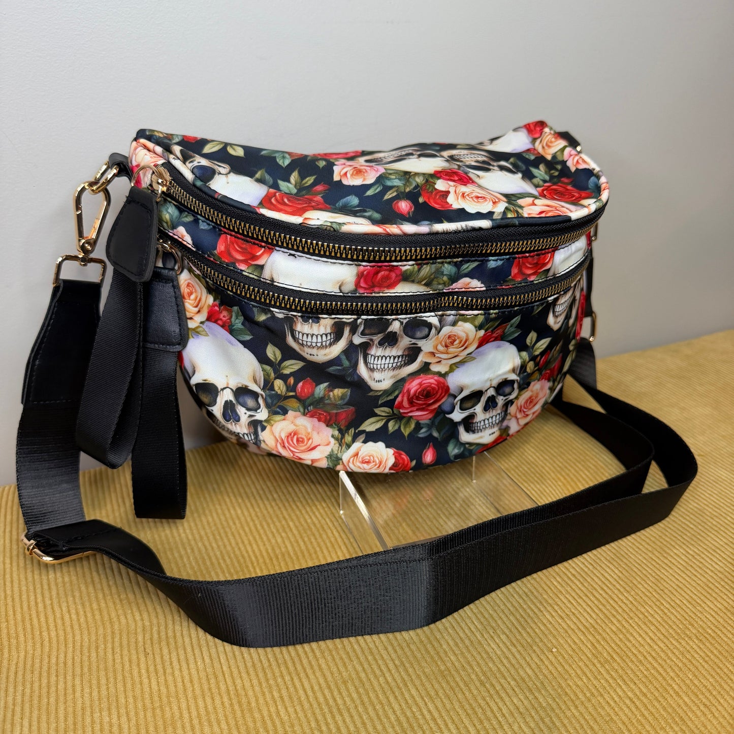 The Roni Nylon Crossbody - Skull Floral -
