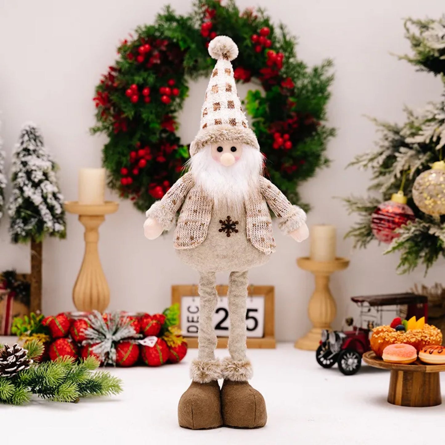 Telescopic Standing Christmas Decor - Tan & Grey