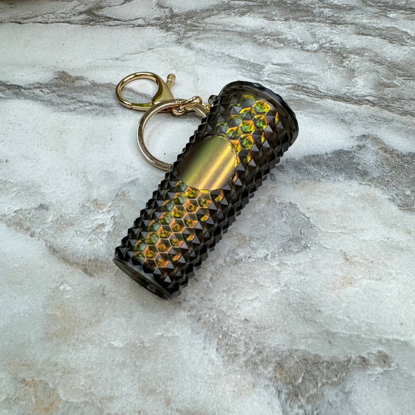 Keychain - Studded Tumbler - Olive Oilslick