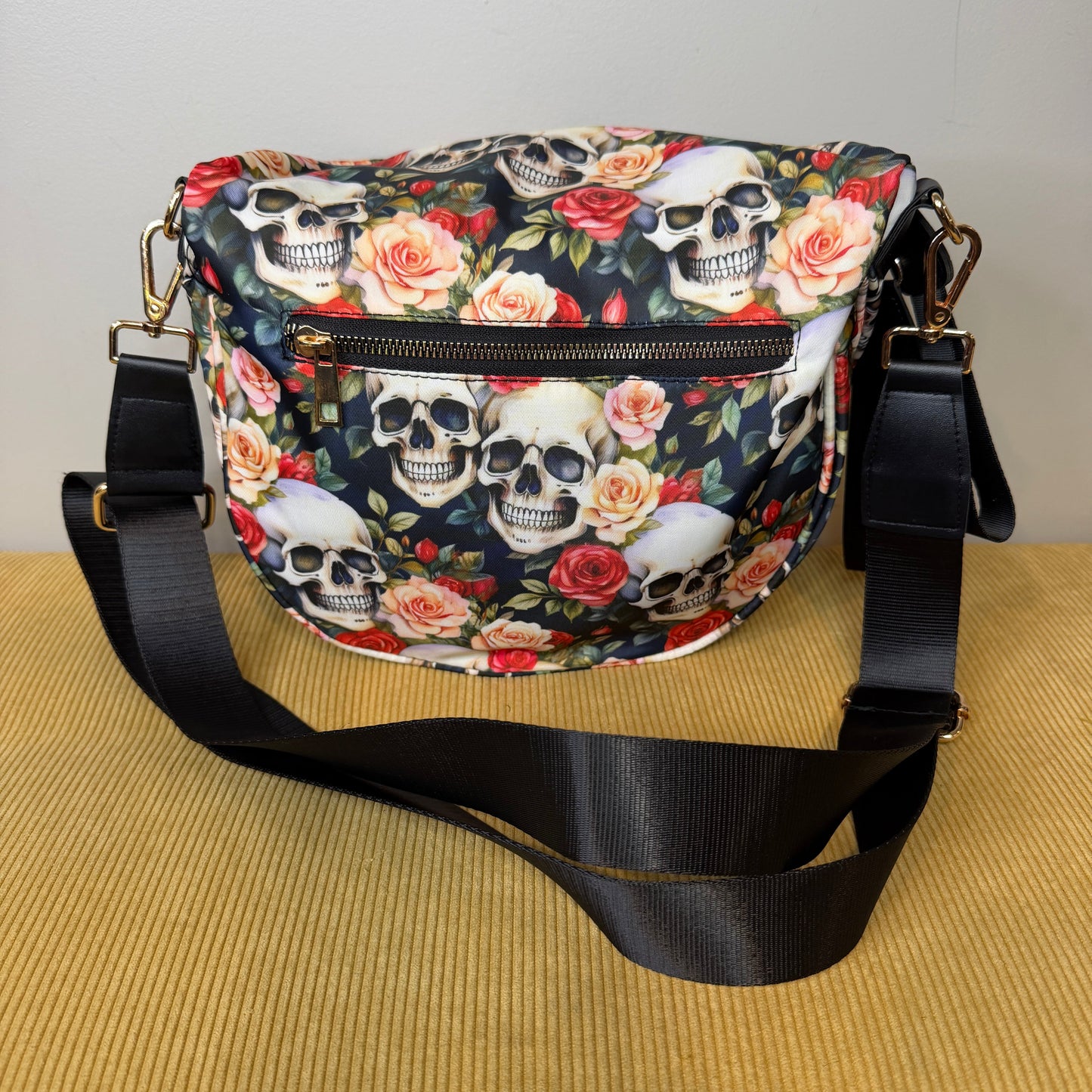 The Roni Nylon Crossbody - Skull Floral -
