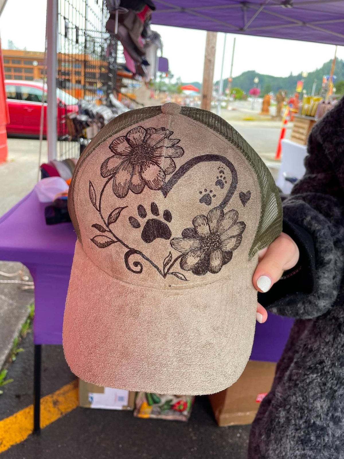Custom wood burn hat