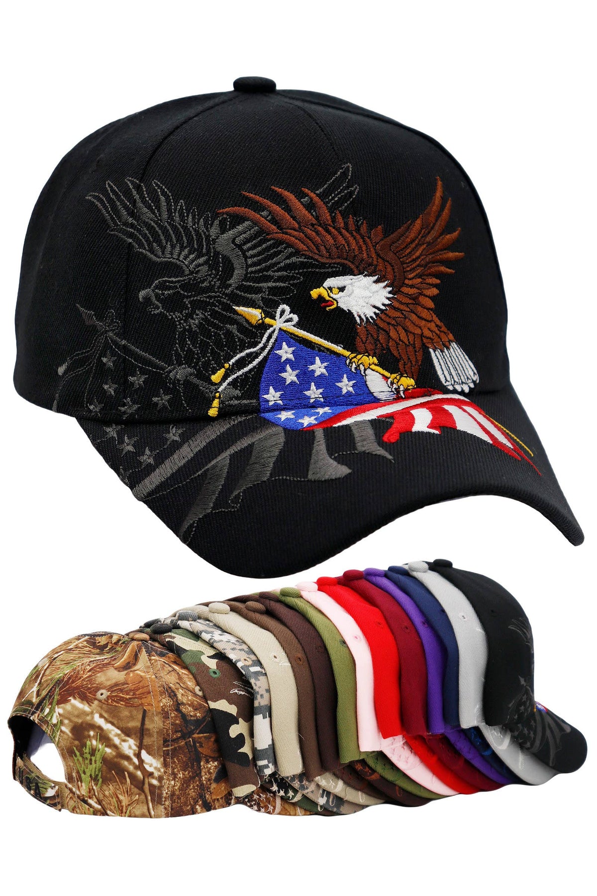 American Flag Bald Eagle Acrylic Baseball Cap