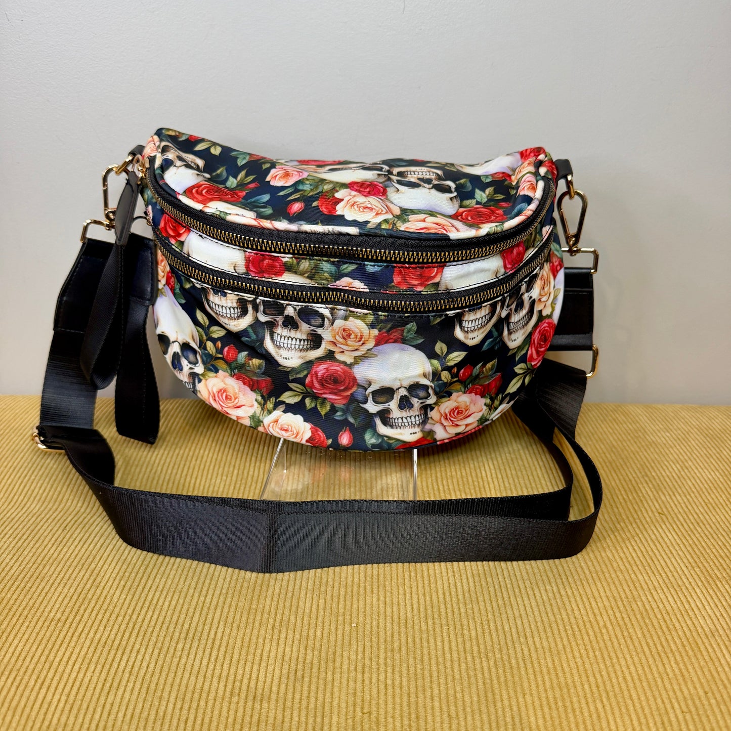 The Roni Nylon Crossbody - Skull Floral -