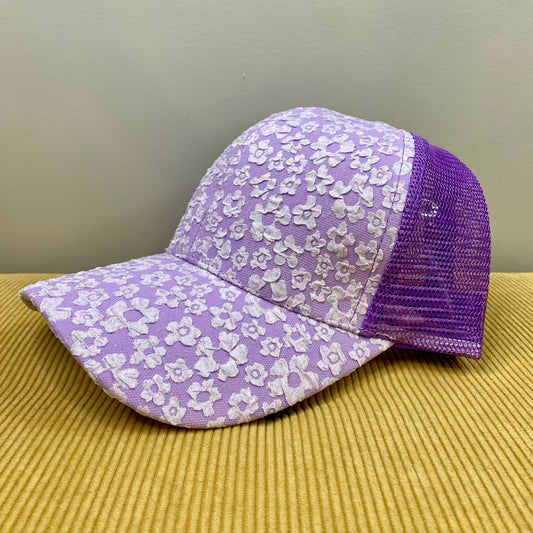 Hat - Purple Floral Snapback