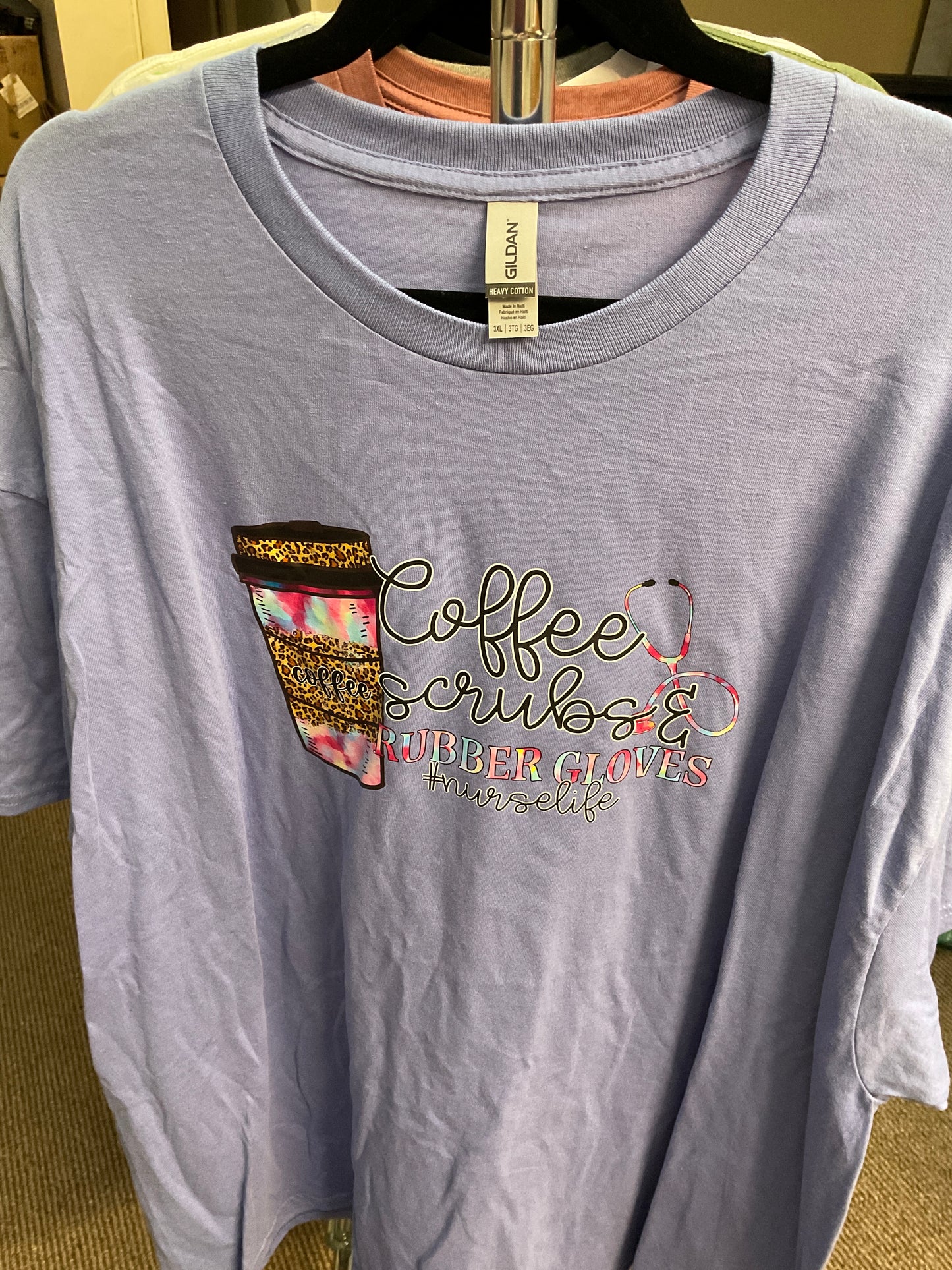 Coffee scrubs rubber gloves T-shirt