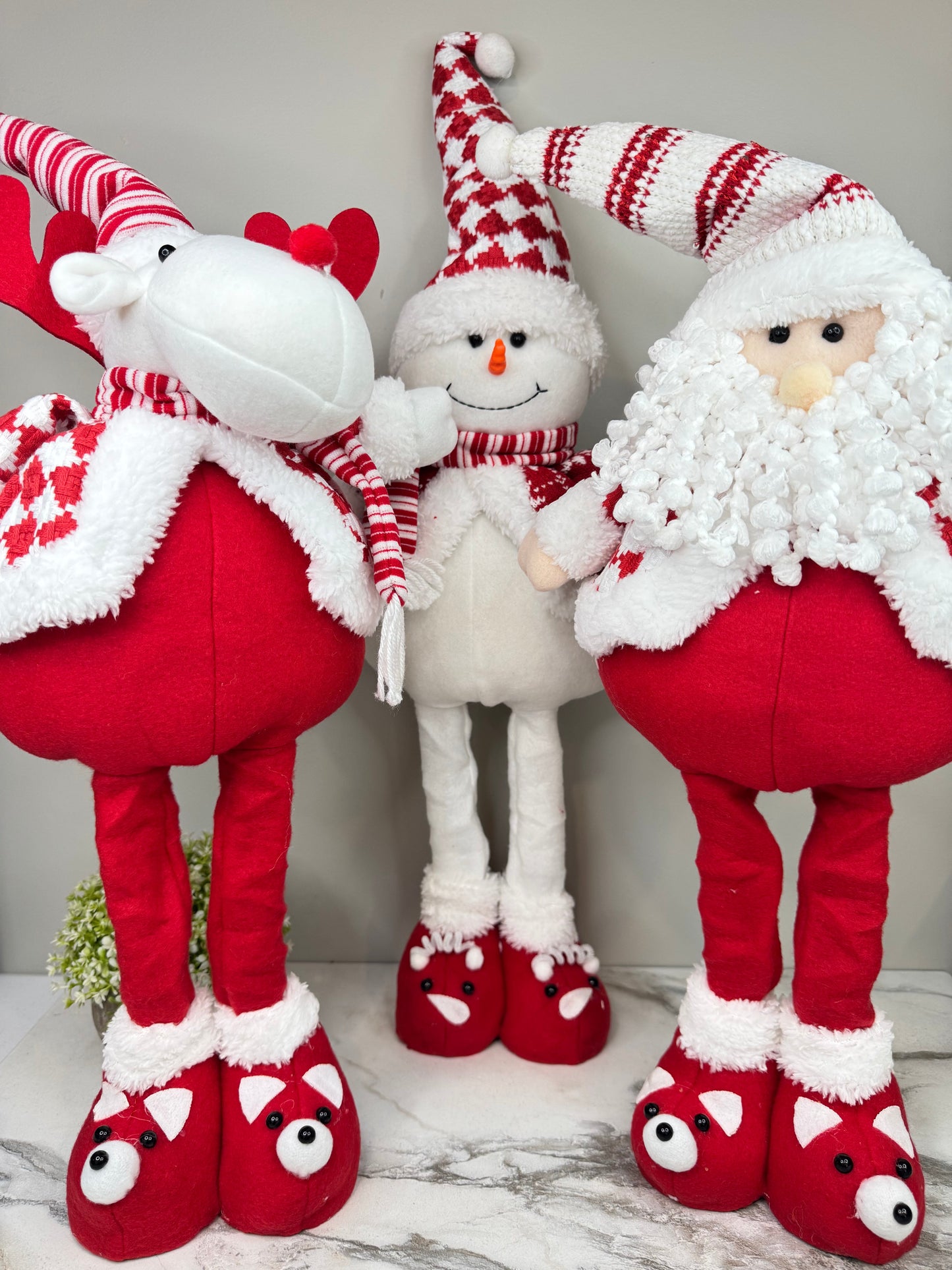 Telescopic Standing Christmas Decor - Red & White