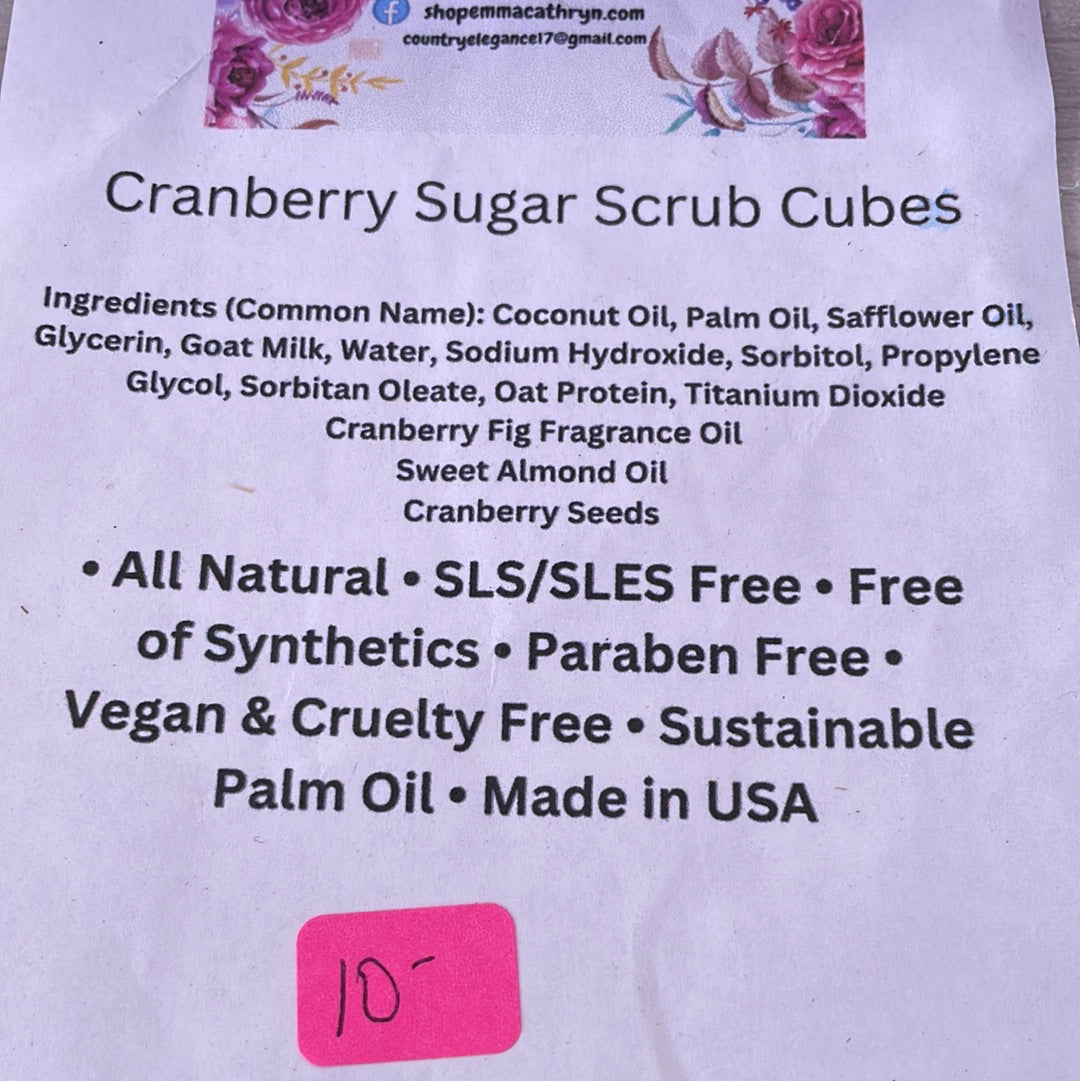 Cranberry sugar scrub cubes