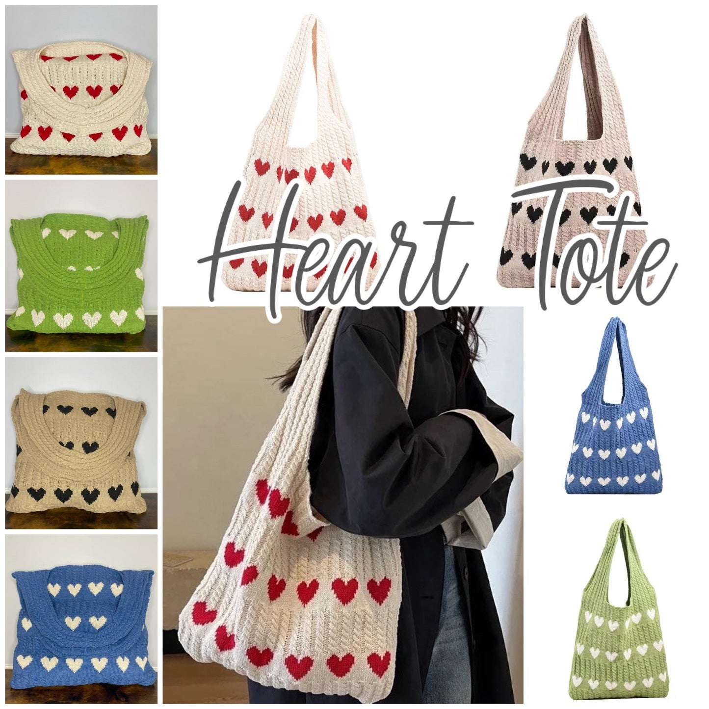 Heart Tote Bag - Knit Sweater