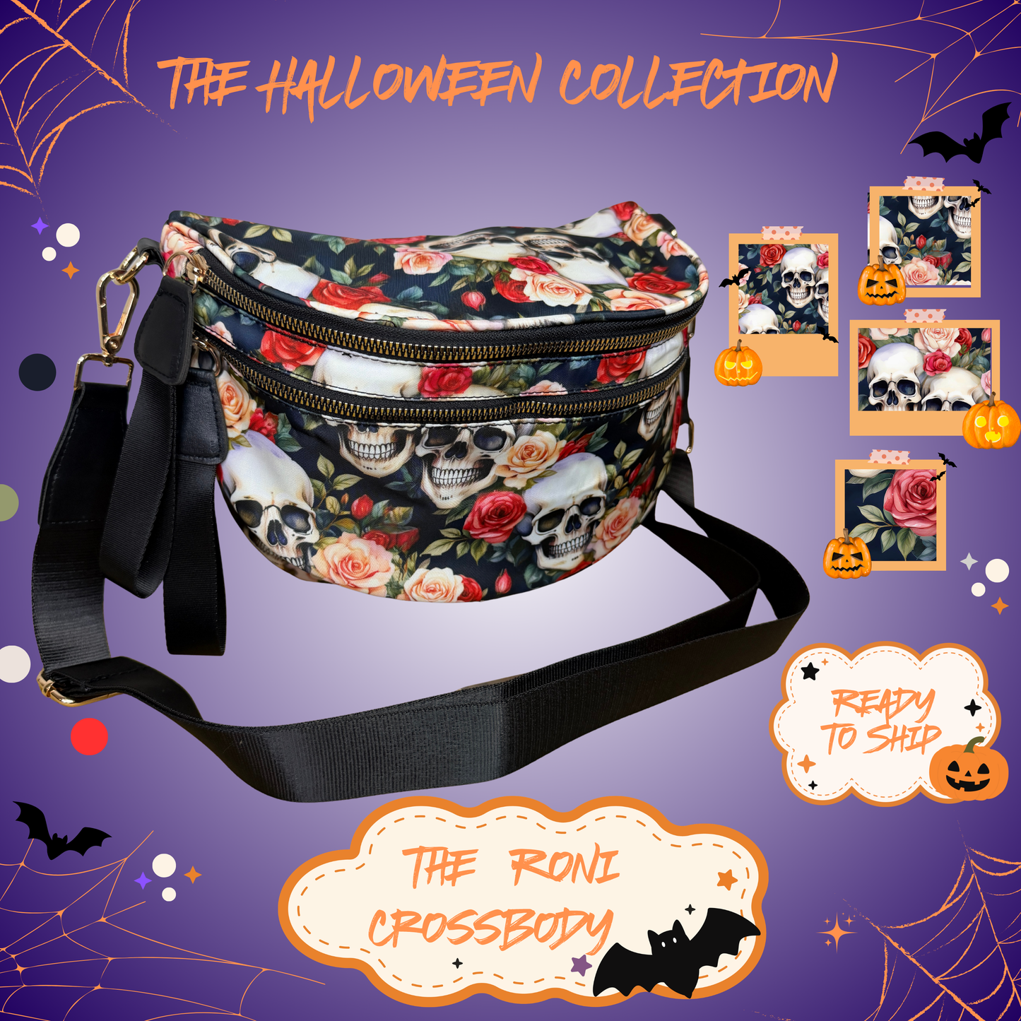 The Roni Nylon Crossbody - Skull Floral -