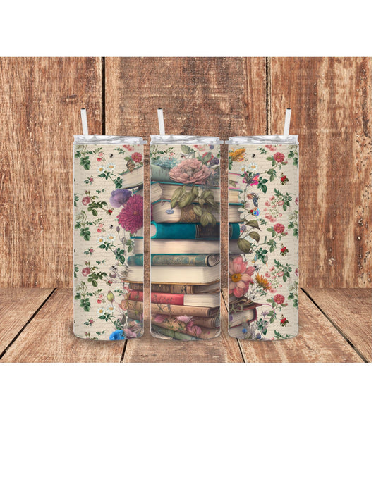 Book & floral tumbler