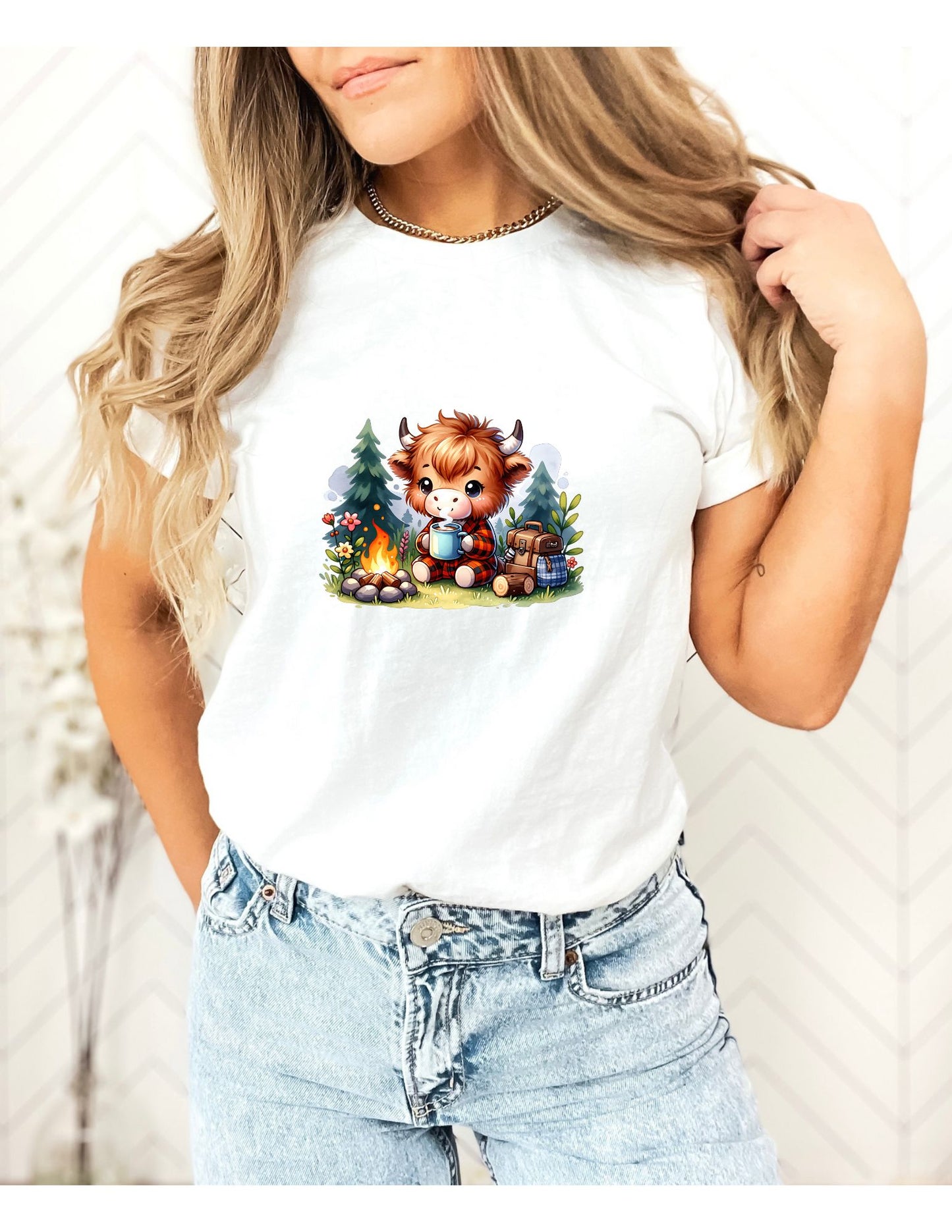 Highland Cow campfire tshirt