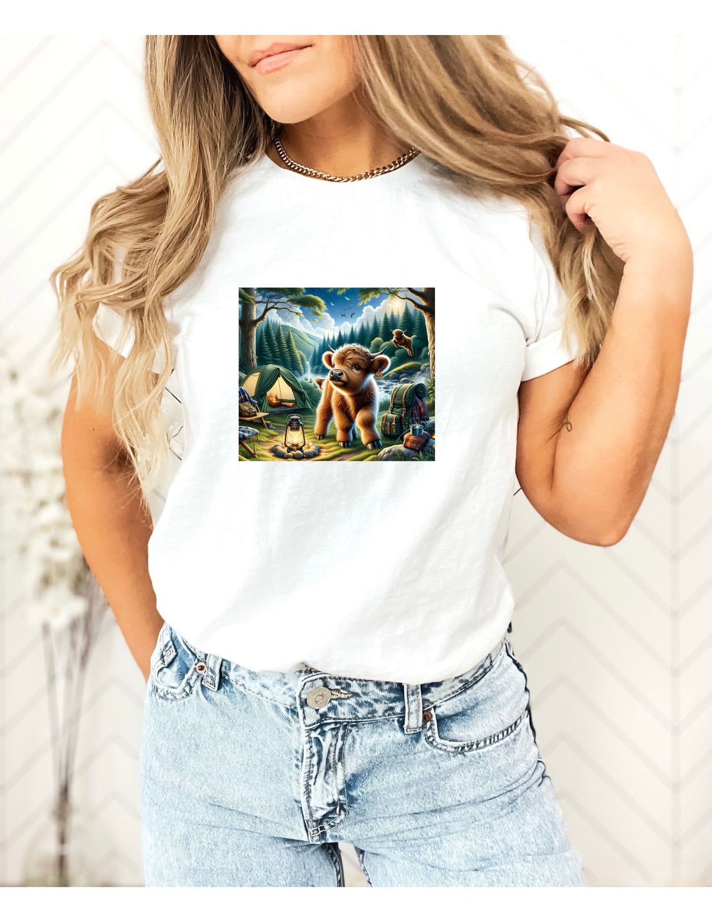 Highland Cow Camping Tshirt