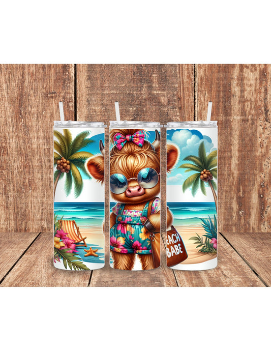 Highland Cow Beach Babe Tumbler