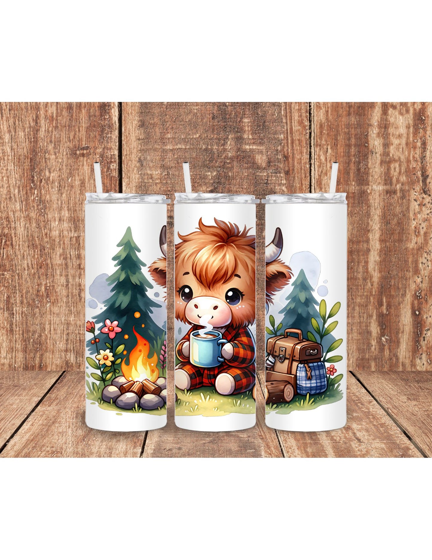 Highland Cow Campfire tumbler