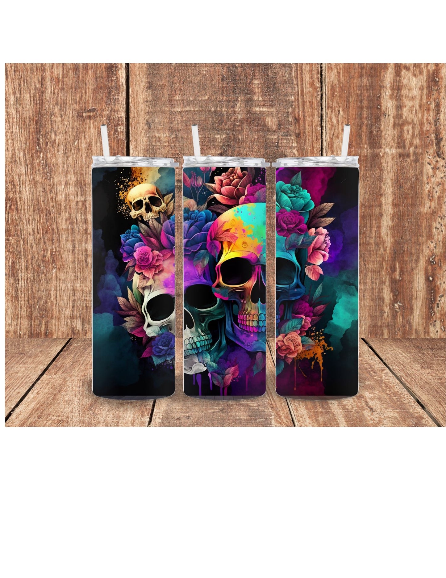 Skulls with flowers tumbler