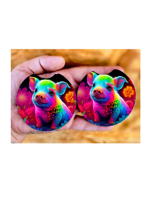 Colorful pig car coaster