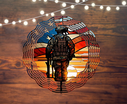 stain glass soldier windspinner