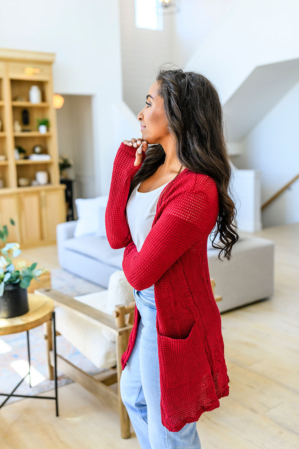 Bonnie Waffle Cardigan With Thumbhole