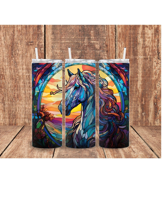 horse stain glass tumbler