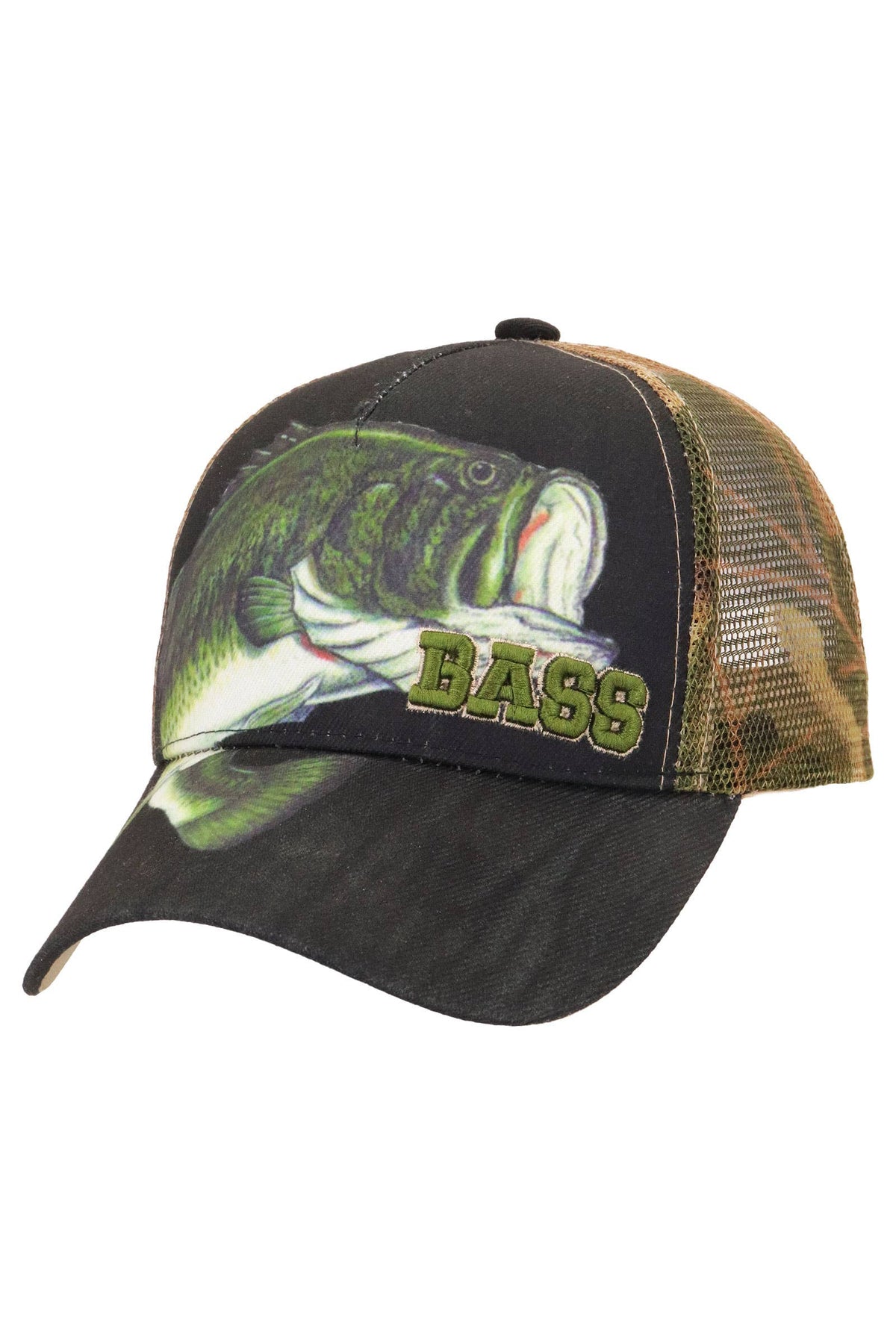 Jumping Bass Hunt Camo Mesh Trucker Hat