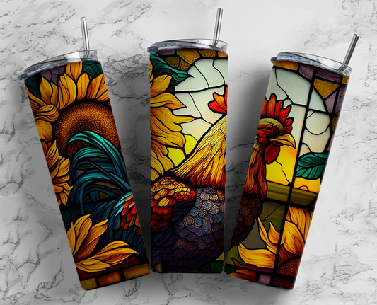 Chicken stain glass tumbler